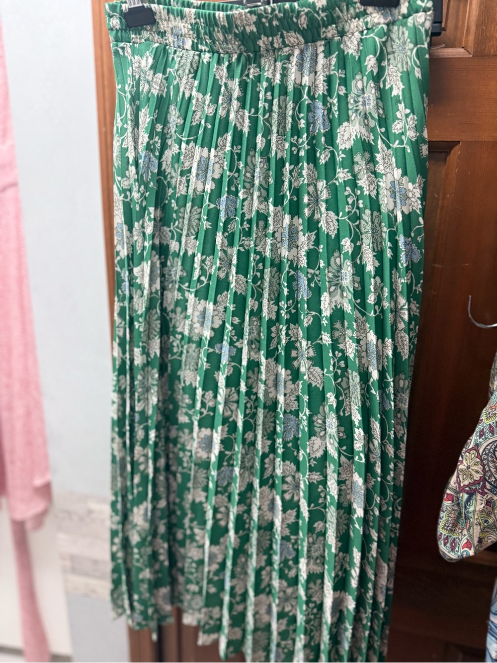 Studio Green Floral Pleated Skirt